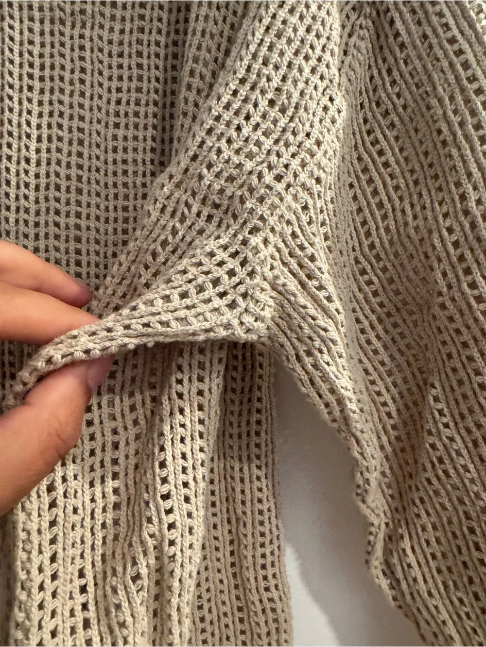 Coastal Grandma lightweight V-Neck Knit Sweater in Beige 100% cotton size large - Picture 4 of 6